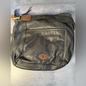 FOSSIL Black Leather Crossbody Bag